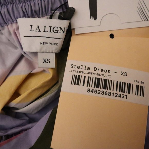 La Ligne Midi Dress Lavender Print Stella Ruffle Sleeve Cotton Size XS - Picture 7 of 8